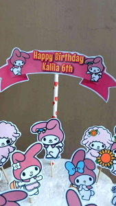 Topper Melody hiasan kue custom nama