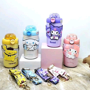 Botol Minum Stainless Stell Sanrio / Botol Minum Sedotan Cinnamoroll Melody / Botol Kuromi Pompom Purin / Botol Stainless Karakter Sanrio
