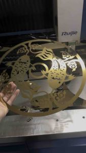 แสตนเลส ฉลุลายรูปปลา หนา 1.2mm แสตนเลส 304 สีทอง ไม่ขึ้นสนิม ฉลุลายปลามลคล