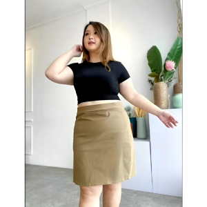 ROK SPAN PENDEK SUPER JUMBO BAHAN KAIN SCUBA - TANPA BELAH