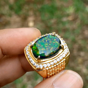 Cincin Batu Kalimaya Aussy Black Oval Full Jarong