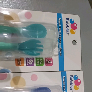 BUBBLES TRAVEL FORK & SPOON ASSORTED COLOUR