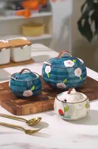 Lọ đựng dầu mỡ bằng sứ kèm thìa có nhiều Sz 400ml -650ml-1250ml