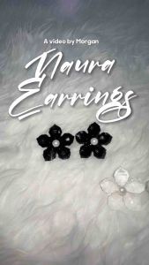 Naura Flower Pearl Stud Earrings Anting Bunga Tusuk Mutiara Acrylic Besar Statement Earrings