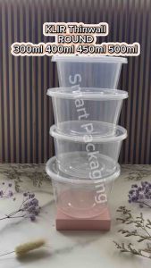 [ISI 25 PCS] Thinwall KLIR Round 300ml 400ml 450ml 500ml / Mangkok Plastik Datar / Mangkuk Makan / Round Bowl / Plastik Bekal Sekali Pakai