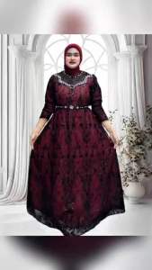 Gamis dress SELLA tille bordir spangle LD110cm dan 120cm