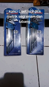 kunci L set isi 9 pcs fujiyama metrik segi enam dan bintang lubang