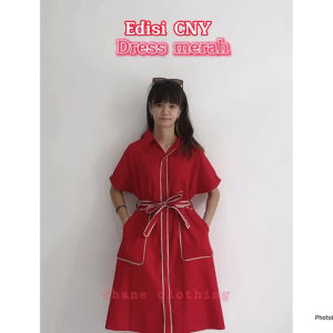 SHANE CLOTHING DRESS MERAH EDISI CNY IMLEK