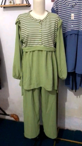 Setelan celana panjang wanita // Oneset salur panjang wanita