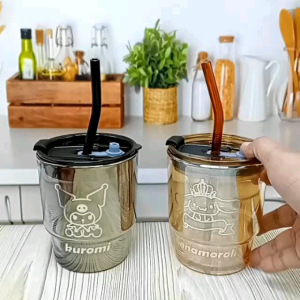 Mug Sedotan Kaca Karakter / Gelas Kuromi / Cangkir Kuromi / Mug Kuromi