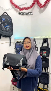 Tas Selempang Pria Crossbody Multifungsi PEGE Revgan Sling bag Bahu Hitam Kombinasi - PG 9073