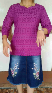 Atasan Katun Bangkok Bordir Lapis Furing Resleting Belakang