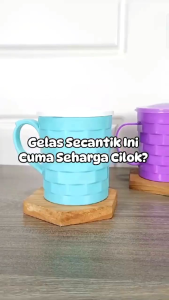 Cangkir motif rotan / gelas tikar / gelas plastik murah
