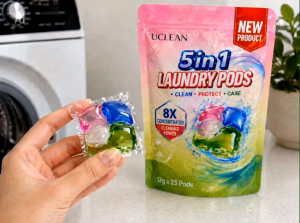 Laundry Pods 5 in 1 Strong Cleaning Anti Bacterial Stain Removal Long Lasting Fragrance 25 Pods Value Pack