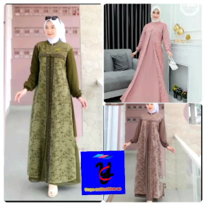 Terlaris gamis Safira burkat/gamis terbaru variasi burkat/gamis dewasa crinkle mix burkat