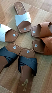 Dép lê nữ mũi vuông quai chéo 3 dây ôm chân cực xinh (được may viền chắc chắn)