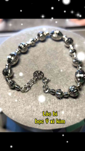 Lắc tay bi bạc Ý xi kim cao cấp dài 185cm có tăng đơ