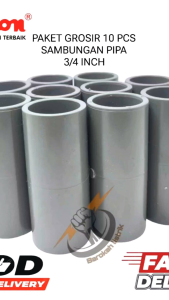 (10 PCS) PRALON SOCKET (AW)3/4"/SOKET 3/4 INCH/SOCK3/4" SAMBUNGAN PIPA PVC POLOS/SOK LURUS POLOS 3/4