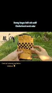 Sarung Tangan Motor Kulit asli Checkerboard corak catur pendek setengah jari