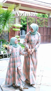 AZINKA DRES KOTAK KOTAK & GAMIS KEKINIAN BAHAN KATUN HARUKA BY ANNAIRA.ID