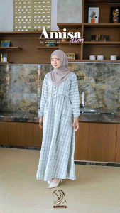 AMISA DRES - GAMIS KEKINIAN DRES KATUN LADY KOTAK KOTAK BY ANNAIRA.ID