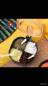 Tempat Bumbu 4 Sekat Wadah Bumbu Dapur Serbaguna GSF 2048 4 in 1 Sendok Bumbu Kotak Bumbu Set 1