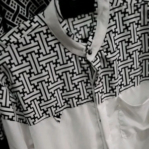 Baju Koko Pria Dewasa Muslim Motif Maroko Full Katun Lengan Panjang Full Kancing