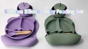 Set Perlengkapan Makan Bayi 6in1 – Silikon Food Grade Anti-Tumpah Lengkap untuk MPASI