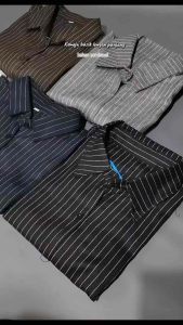 Kemeja Wanita - Atasan Wanita Stripe Salur - Kemeja Basic Lengan Panjang - Kemeja Kantor Formal Casual Luna Stripe Fitted Shirt Luna Stripe Fitted Shirt