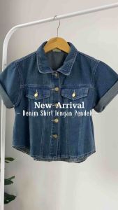 [Beevalue] Atasan Wanita Denim Shirt Lengan Pendek | Outer Wanita Lengan Pendek Jeans Bahan Premium | Cropped Denim Jaket Wanita Lengan Pendek High Quality (BV501)