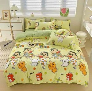 ผ้าปูที่นอน ชุดผ้าปูที่นอน (ลายชินจังเขียว) ขนาด 3|5|6 🛌 ฟุต ผ้า COTTON 100% งานเย็บดีผ้าไม่เป็นขุย ห่มสบาย เกรดพีเมี่ยม💖👑🐳