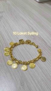 Gelang Loket Syiling 10 Keping 1.3cm Lebar 7mm Panjang 19cm Adjust dengan suka hati Berat 21g titanium