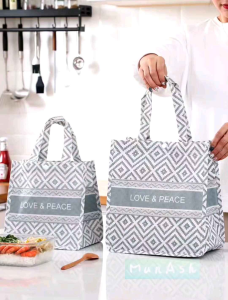 Love and peace multipurpose lunch box picnic documents shopping bag