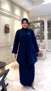 Hanifa Fashion Set Rok Melayu Elvina Polos Baju Kurung Model Kancing Bungkus Bisa Segala Acara