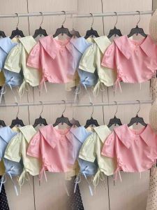 Áo Sơ mi Bé gái trắng  hồng form croptop phối cà vạt thắt rút 2 bên duyên dáng nữ tính - Trang 25 Kids Store