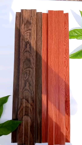 รั้ว ระแนง เมทัลชีท ลายไม้สักแดง-ลายไม้สักเข้ม หนา0.35มิล🔥10-13-17cm.🔥🔥ราคาส่งโรงงาน