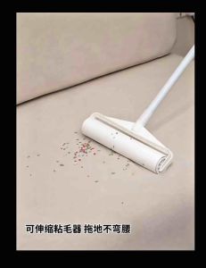 Set Stick 1 +1 Roll 【24CM】Sticky Lint Roller Detachable Rod Floor Lint Roller Long Pole Sticky Roller Mop Dust Sticky Hair Pet Fur Remover Penggelek Lint