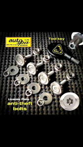 Heavy Duty Anti-theft (Full set) license plate bolts. solid stainless steel and washer plus tool key. for cars and motorcyles.