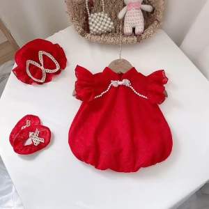 (3-12kg) Body Ren Nhật Đỏ Cổ Tàu NHÍM XÙ KIDS Cho Bé Gái Sơ Sinh Đầy Tháng Thôi Nôi Sinh Nhật B135