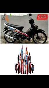 Striping Stiker Lis Les Body Motor Yamaha Vega R New 2007 Hitam Silver Standar Full Set