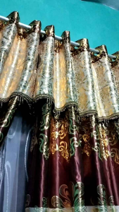 Gorden rumah semokring 12 lubang buat pintu dan jendela print mas