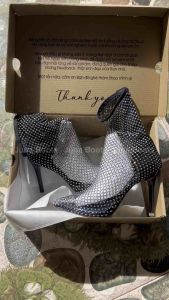 Boots lưới cổ ngắn đính đá đi tiệc - Bốt cổ ngắn lấp lánh bling bling sang chảnh