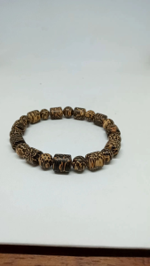 gelang kayu liwung macan bulat kombinasi marjan h179
