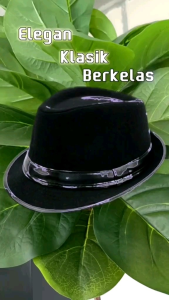 Topi Fedora kulit Domba premium pria/ topi Laken pria/Topi Tompi / TOPI LAKEN BIKIN KEREN / TOPI MEWAH / TOPI LAKEN TERLARIS STOK 100000