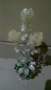 bunga hias akrilik tulip silver mutiara