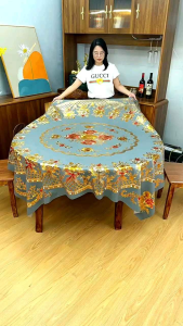 [Tròn 1m8x1m8] KHĂN 3D TRẢI BÀN TRÒN SANG TRỌNG in hoa 3D cực đẹp