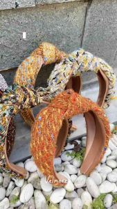 Headband Darlin Bando Korea Bandana Lebar Tebal Simpul Tweed Sequin Cantik by Velmorra
