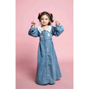 Gamis Dress Jeans Anak Bordir Jiya 2-5 Tahun: Pakaian Anak Gaya Modern & Nyaman