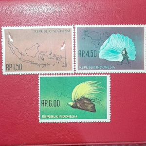 Prangko Indonesia Kuno 3 Pcs Seri Merah Putih Tahun 1963 UN USED