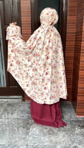UKHIJAB - Ameena mukena jumbo rayon Twill motif